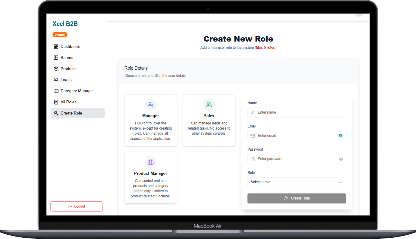 high secured b2b ecommerce dashboard